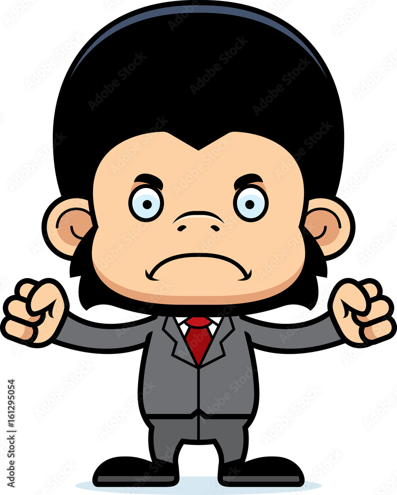 Cartoon Angry Businessperson Chimpanzee Cartoon Angry Businessperson Chimpanzee