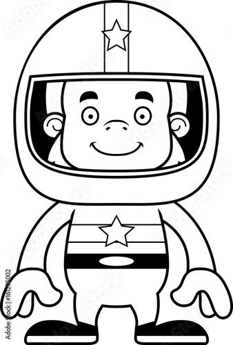 Cartoon Smiling Race Car Driver Sasquatch