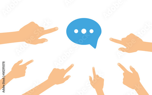 Hände zeigen auf - Sprechblase - Chat