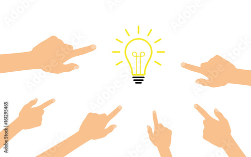 Hände zeigen auf - Glühlampe