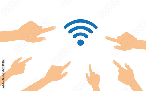Hände zeigen auf - Wlan