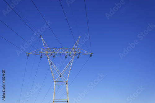 High voltage transmission line pylon 2. Copy space available.