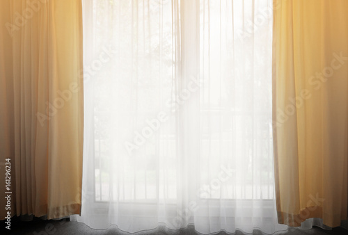 Window with beautiful curtains indoor
