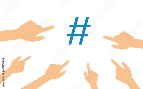 Hände zeigen auf - Raute - Hashtag