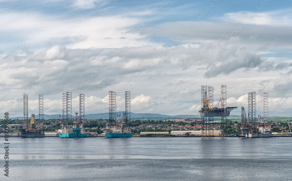 Offshore drilling platform in repair in shipyards in Dundee