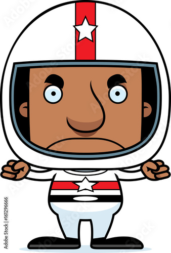 Cartoon Angry Race Car Driver Man