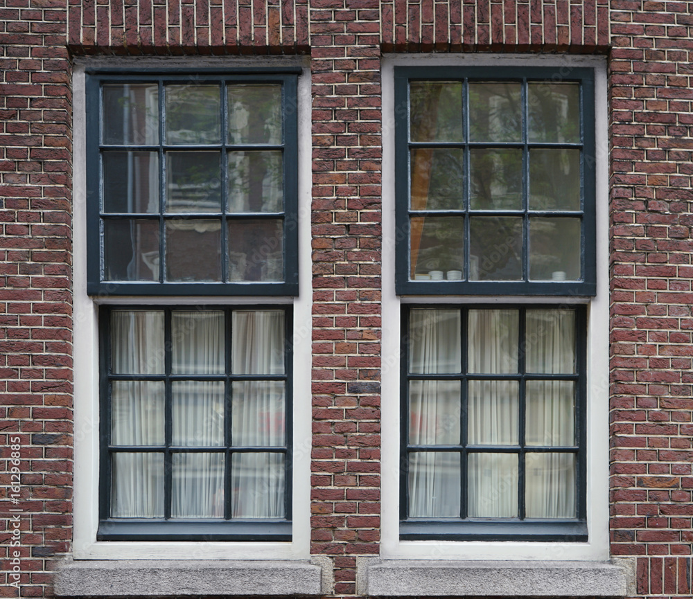 Building with modern wooden windows