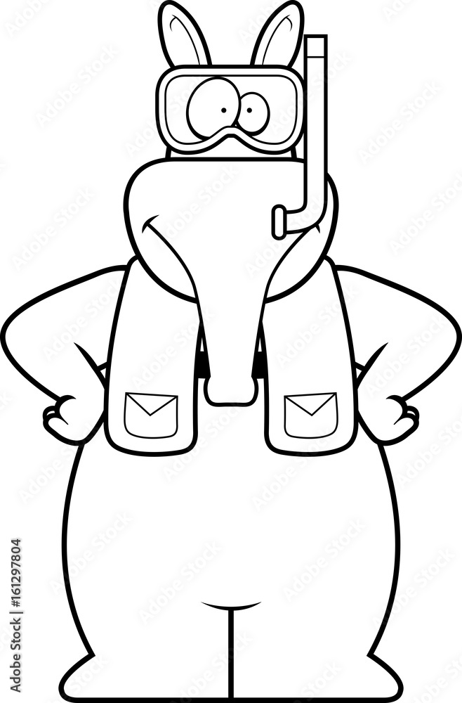 Obraz premium Cartoon Aardvark Snorkeling