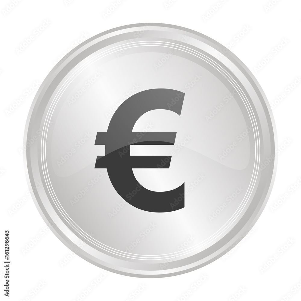 Euro Währung - Verchromter Button Euro Währung - Verchromter Button