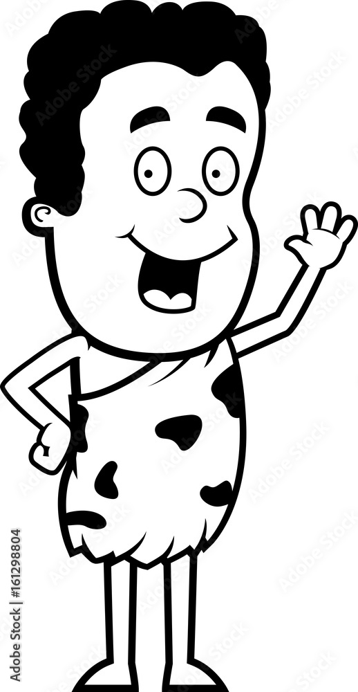 Fototapeta premium Caveman Boy Waving