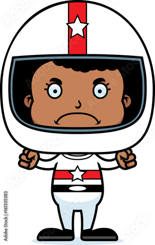 Cartoon Angry Race Car Driver Girl