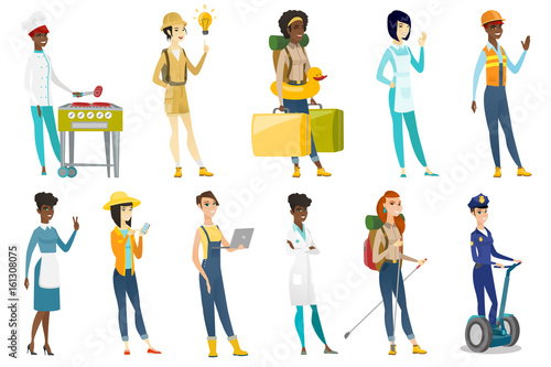 Professional women vector illustrations set.