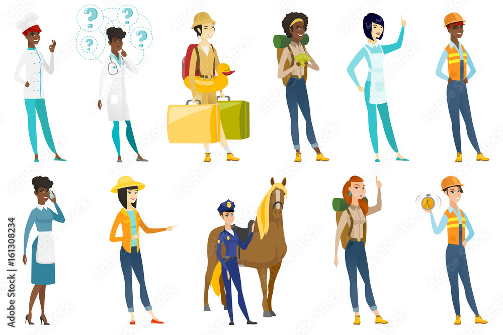 Professional women vector illustrations set. Professional women vector illustrations set.
