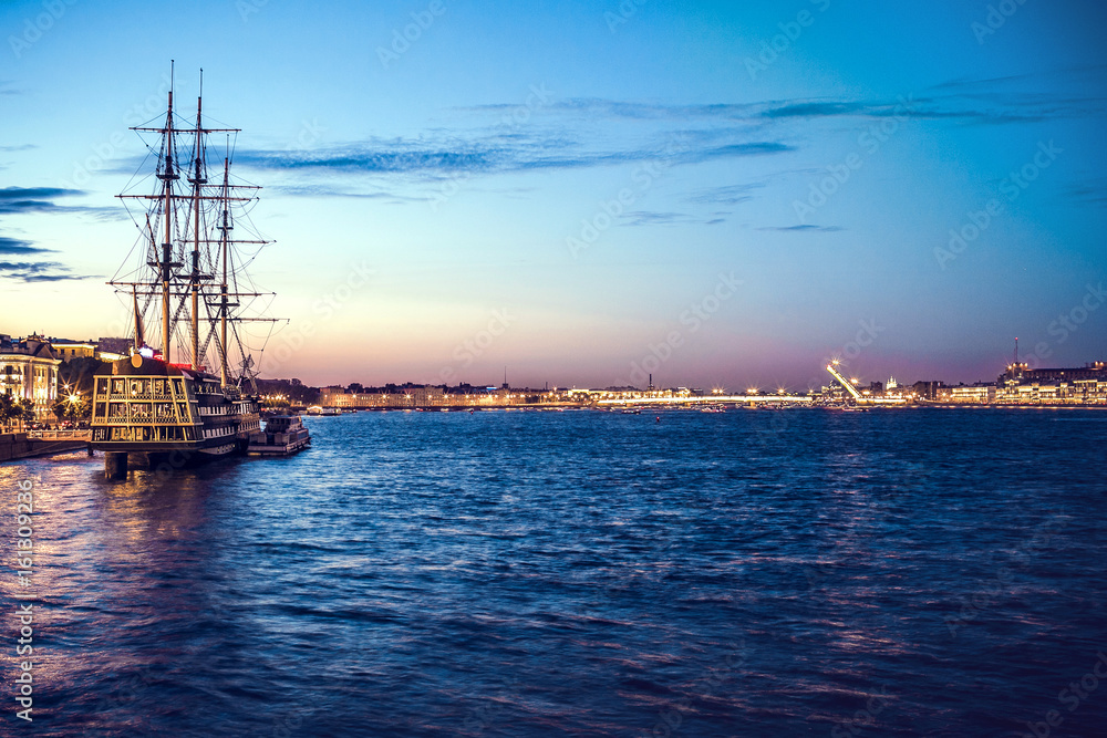 View of the Neva River from the Trinity Bridge, St. Petersburg, Russia