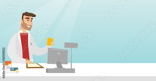 Pharmacist writing a prescription.