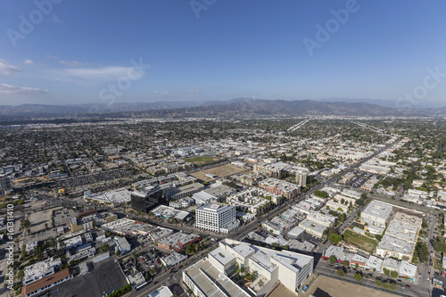 Aerial view of North Hollywood in the San Fernando Valley area of Los Angeles, California. © trekandphoto