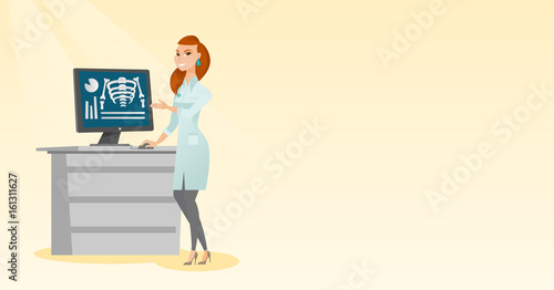 Doctor examining a radiograph vector illustration.
