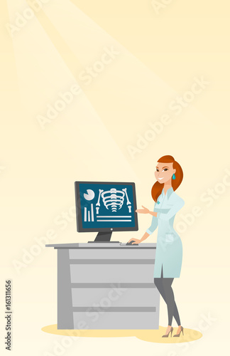 Doctor examining a radiograph vector illustration.