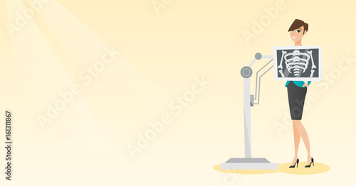 Patient during x ray procedure vector illustration