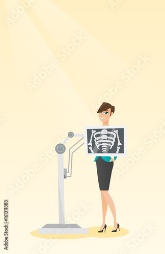 Patient during x ray procedure vector illustration