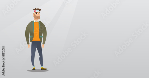 Man with an injured head vector illustration.
