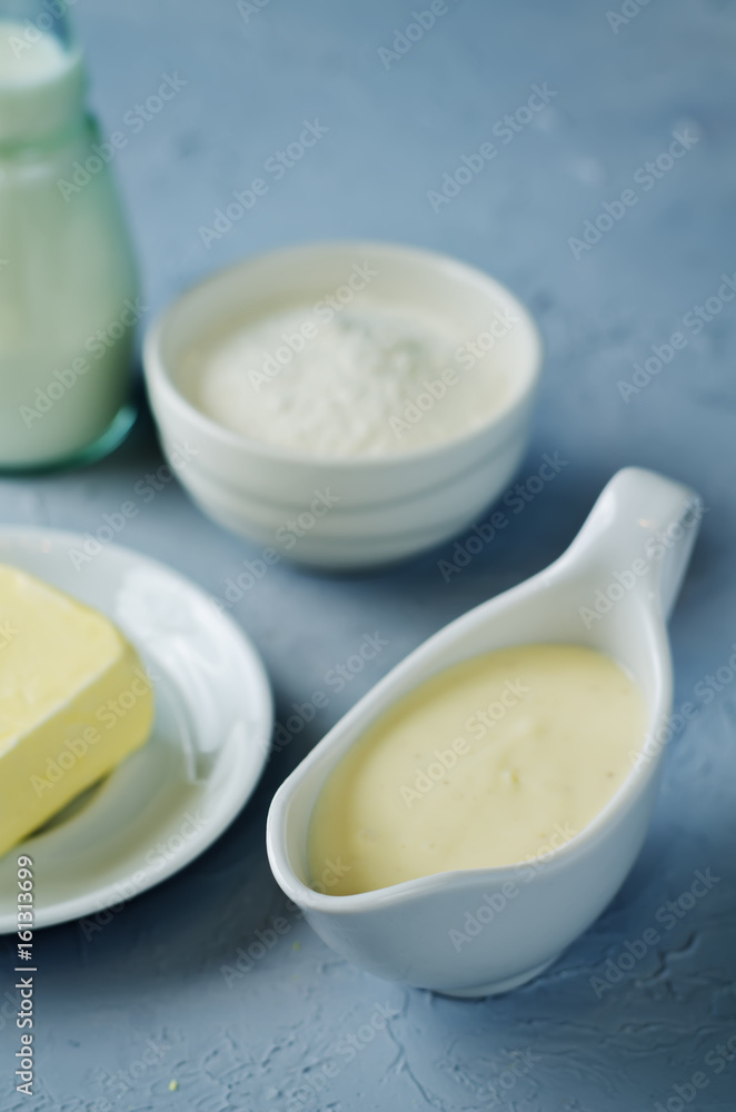 White sauce Bechamel with ingredients White sauce Bechamel with ingredients