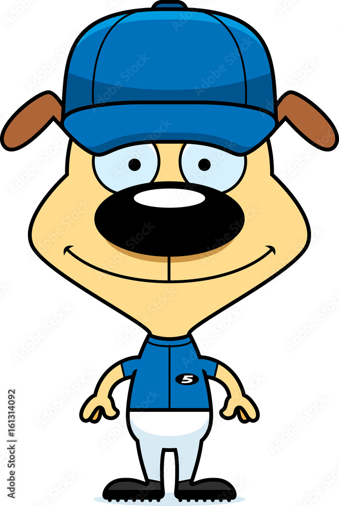 Cartoon Smiling Baseball Player Puppy