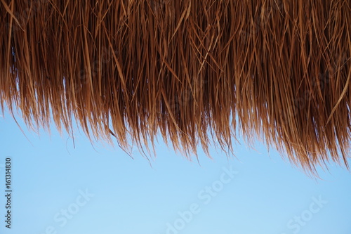 Tiki Hut Closeup with Sky photo