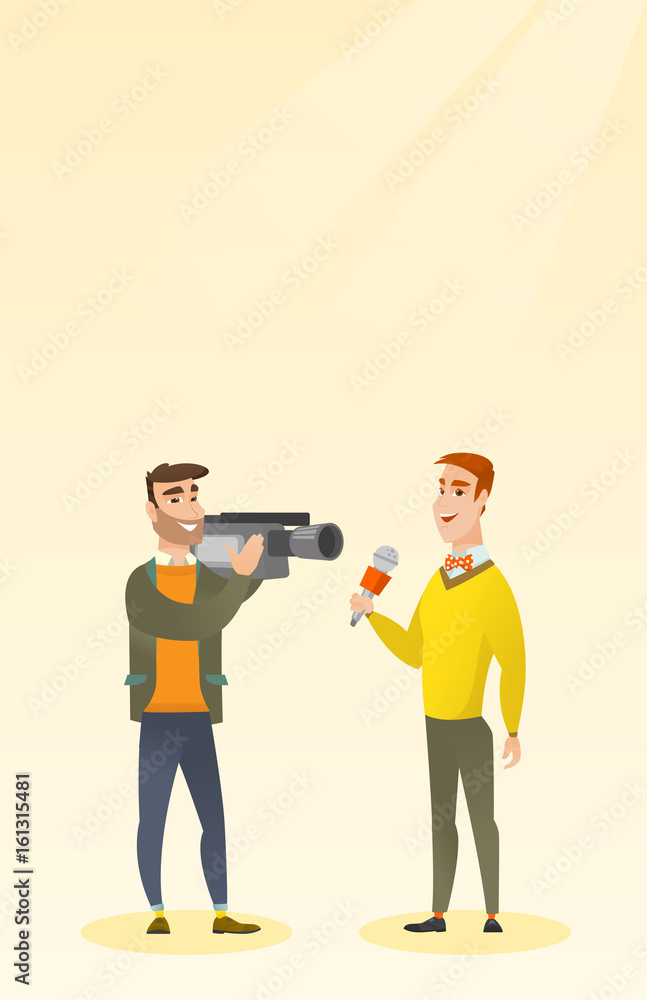 TV reporter and operator vector illustration. TV reporter and operator vector illustration.