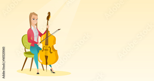 Woman playing the cello vector illustration.