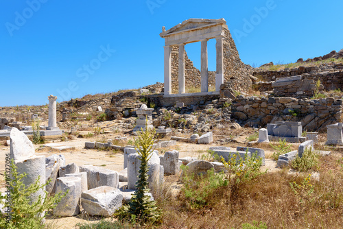 The Temple of Isis in Archaeological Site of Delos island, Cyclades, Greece.  photo