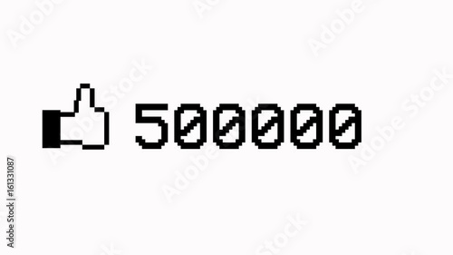 Animated counter quickly increasing to 1 million likes. White background, 4k