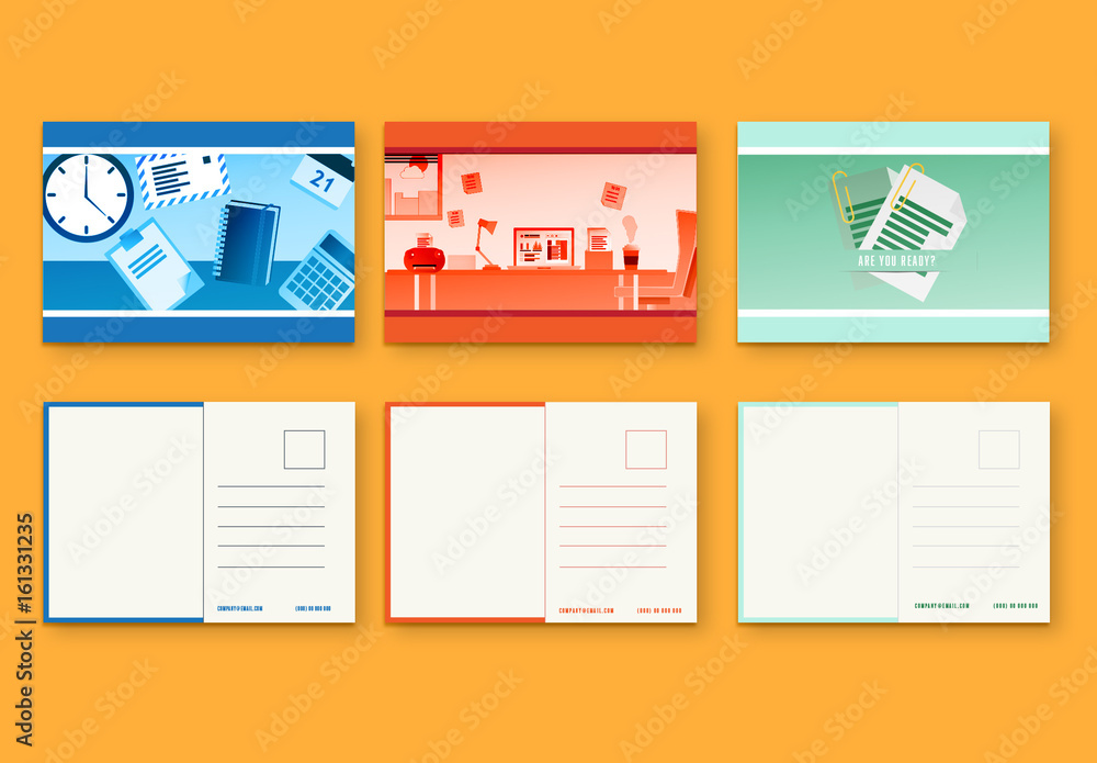 Illustrated Business Postcard Set 1 Stock Template | Adobe Stock