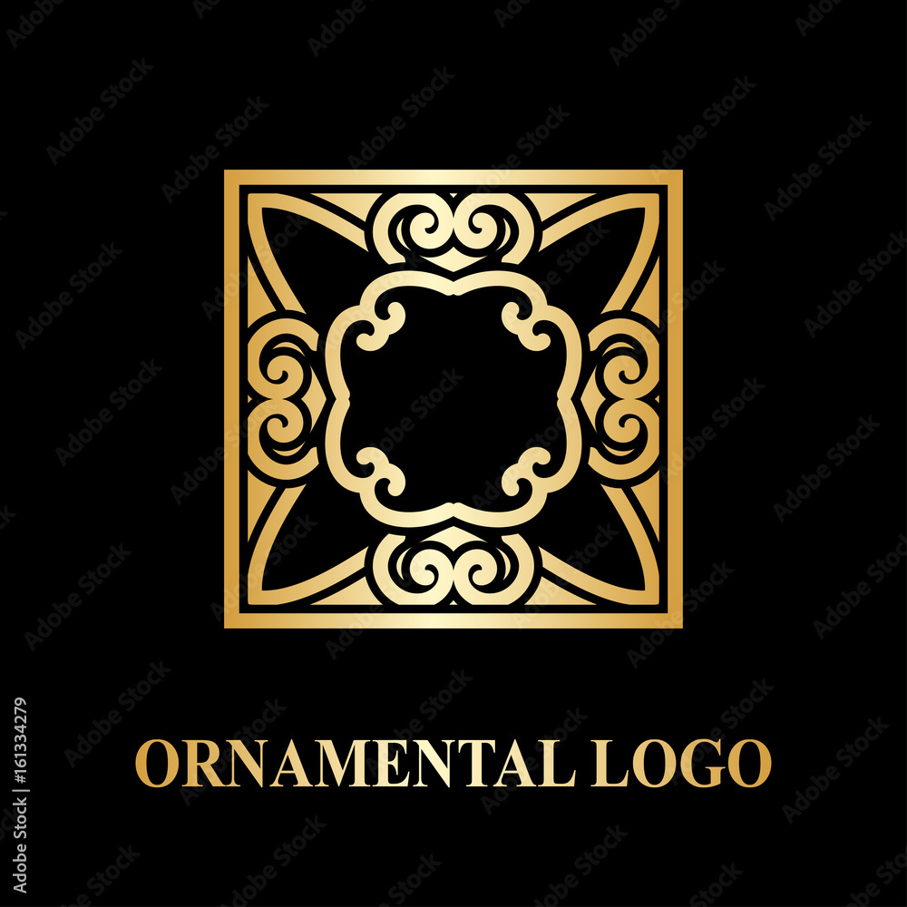 Luxury ornamental logotype. Vintage logo with golden gradient.