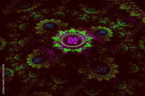 Fototapeta Naklejka Na Ścianę i Meble -  three-dimensional floral fractal on dark