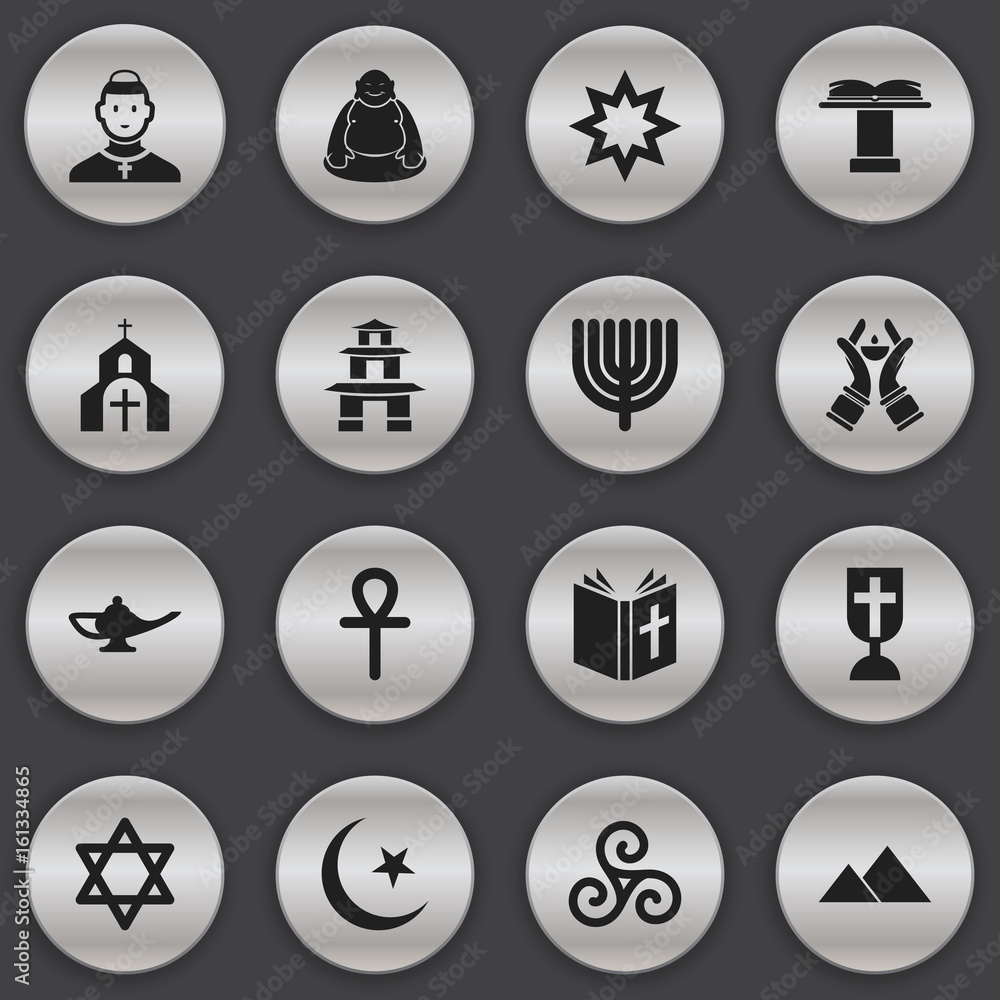 Set Of 16 Editable Dyne Icons. Includes Symbols Such As Feng ShUI,  Asterisk, Catholic Crucifix And More. Can Be Used For Web, Mobile, UI And  Infographic Design. Stock Vector | Adobe Stock