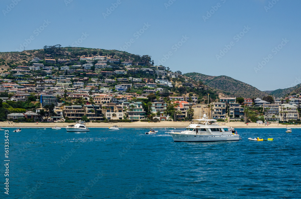 Yacht mooring in Emerald Bay, Laguna Beach California