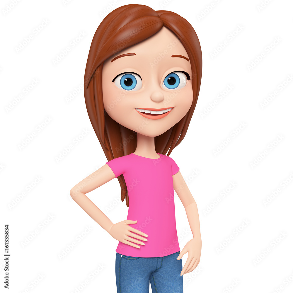 Girl on a white background. 3d render. Girl on a white background. 3d render.