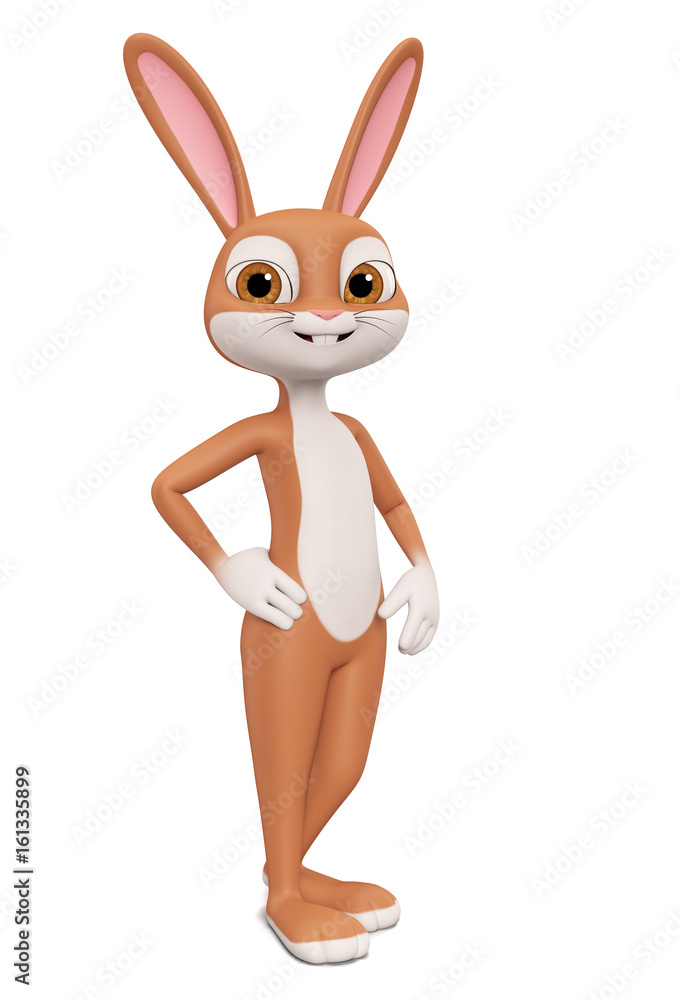 Happy Easter bunny isolated on white background. 3d render. Stock  Illustration | Adobe Stock