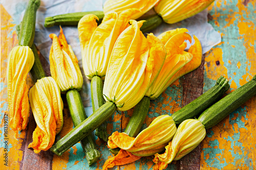Edible courgette flowers isolated 