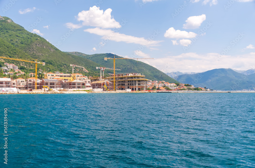 On the coast of the Boka-Kotorsky Bay is the construction of luxury hotels.