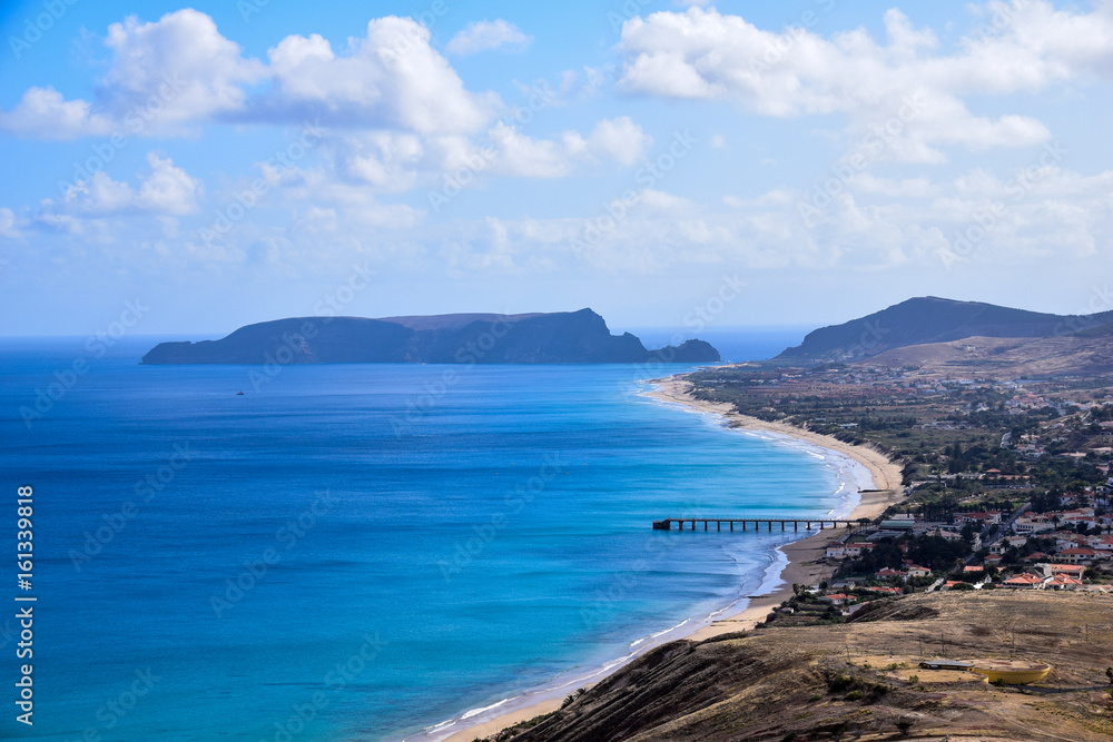 Scenic view of Vila Baleira beach in Porto Santo north of Madeira Portugal