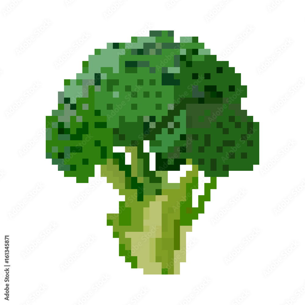Fototapeta premium Pixelated broccoli for mobile games and applications