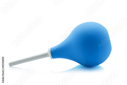 Blue enema syringe, isolated on white background