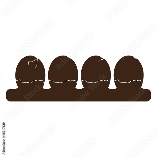 Isolated silhouette of a group of broken eggs, Vector illustration