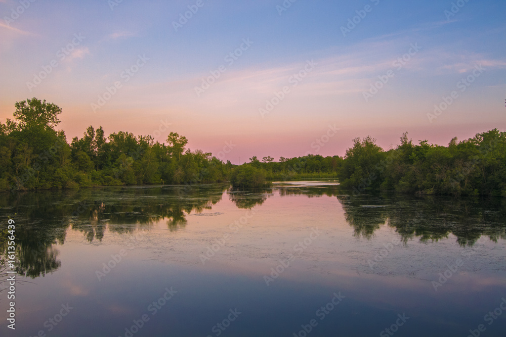 Sunset Over Pond in Stoughton, Massachusetts Sunset Over Pond in Stoughton, Massachusetts