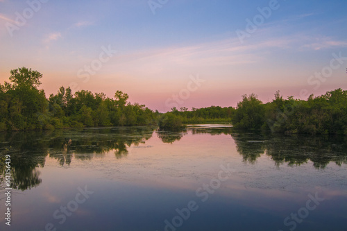 Sunset Over Pond in Stoughton, Massachusetts
