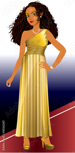 Mixed Woman Gold Gown
