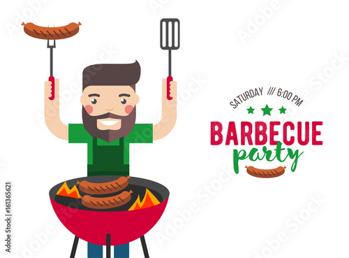 Barbecue party cartoon people