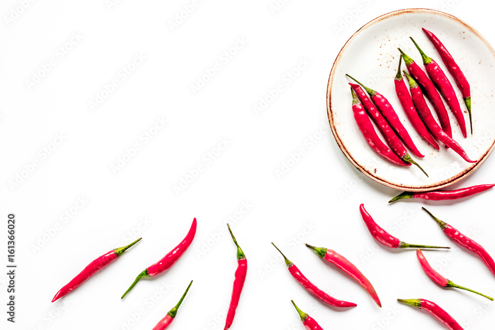 food ingredient red chilli pepper on white table background top view mockup food ingredient red chilli pepper on white table background top view mockup